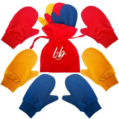 Bamboo Mittens for Eczema, Age 1-2 Kids, Dry Skin, Eczema Gloves, Overnight Moisturizing for Children, 3 Pairs