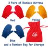 Bamboo Mittens for Eczema, Age 1-2 Kids, Dry Skin, Eczema Gloves, Overnight Moisturizing for Children, 3 Pairs view 3