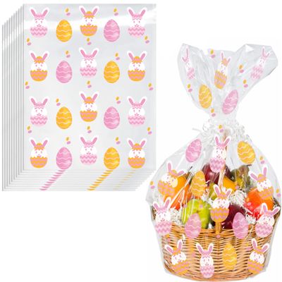 AnapoliZ Cellophane Wrap Bags | (10 Pcs) X-Large 24 in X 30 in | 2.5 Mil Thick Crystal Clear Cellophane Bags for Easter Gifts for Wrapping | Easter Bunny & Eggs Baskets Bags