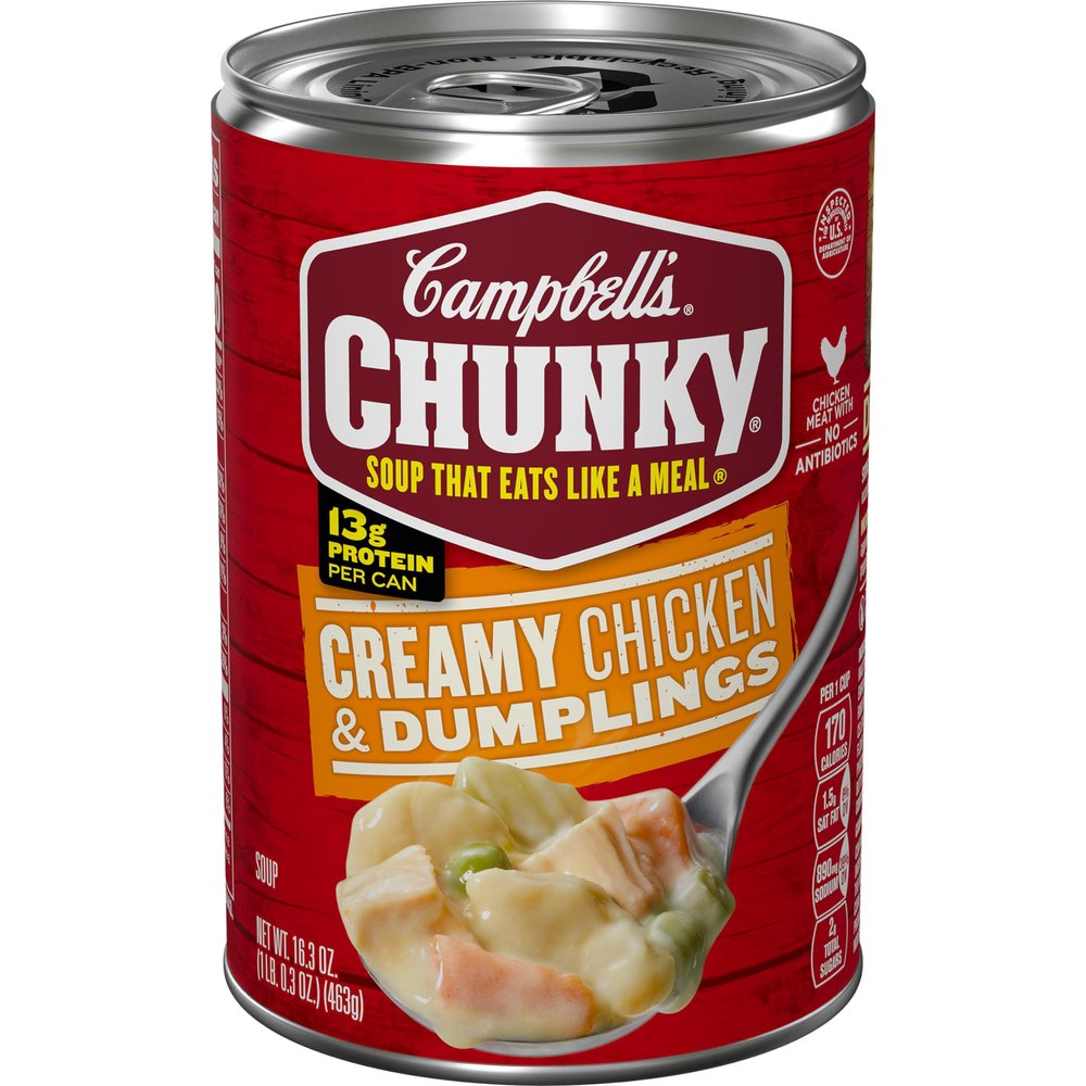 Campbells Chunky Soup, Creamy Chicken and Dumplings Soup, 16.3 Oz Can