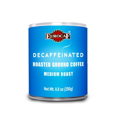 Eurocaf Decaf Ground Coffee, Medium Roast, 8.8 oz Tin, Original Italian Coffee (Pack of 1)