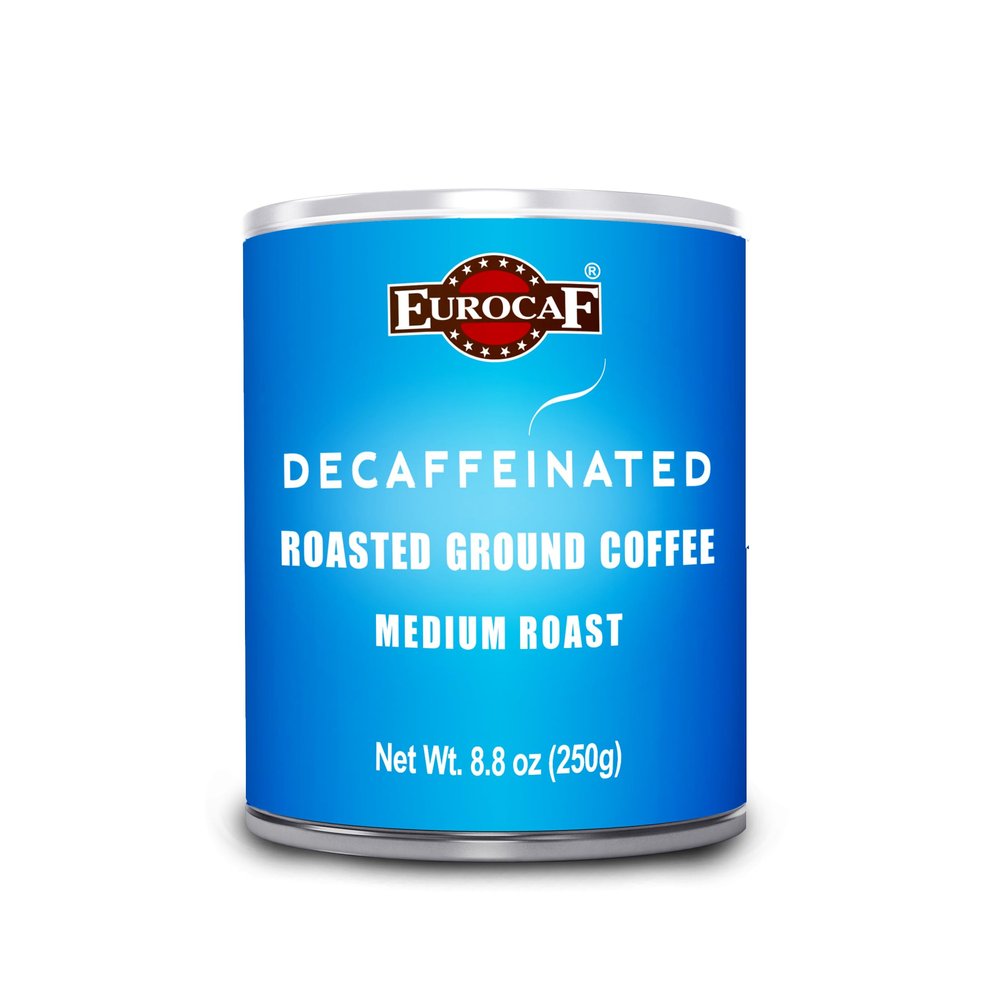 Eurocaf Decaf Ground Coffee, Medium Roast, 8.8 oz Tin, Original Italian Coffee (Pack of 1)