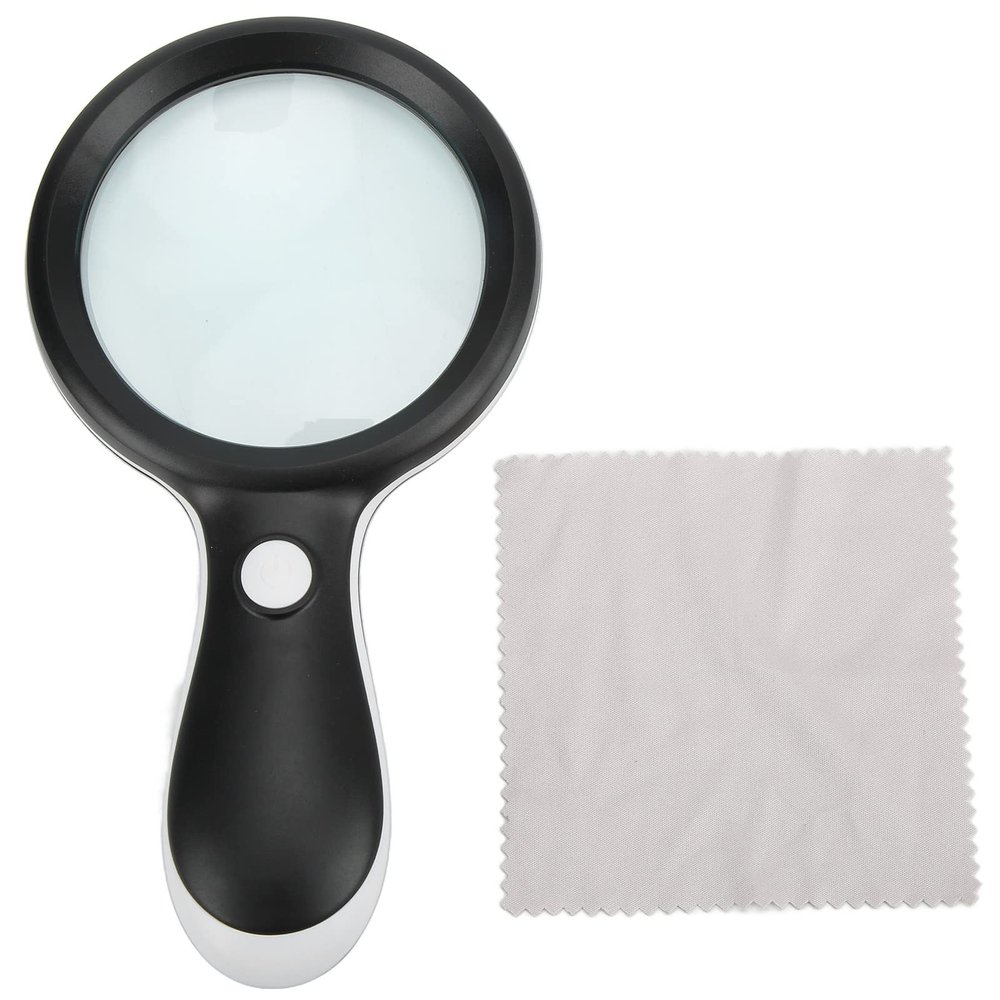 10X Magnifier with LED Light, 3.5 inches Handheld Magnifying Glass, Philatelist Inspection Tools for Hobbies Stamps Checking