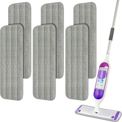 6 Pack Reusable Mop Pads Compatible with Swiffer PowerMop, Wood Floor Pads Microfiber Mop Replacement Refills Machine Washable for All Floor Surfaces