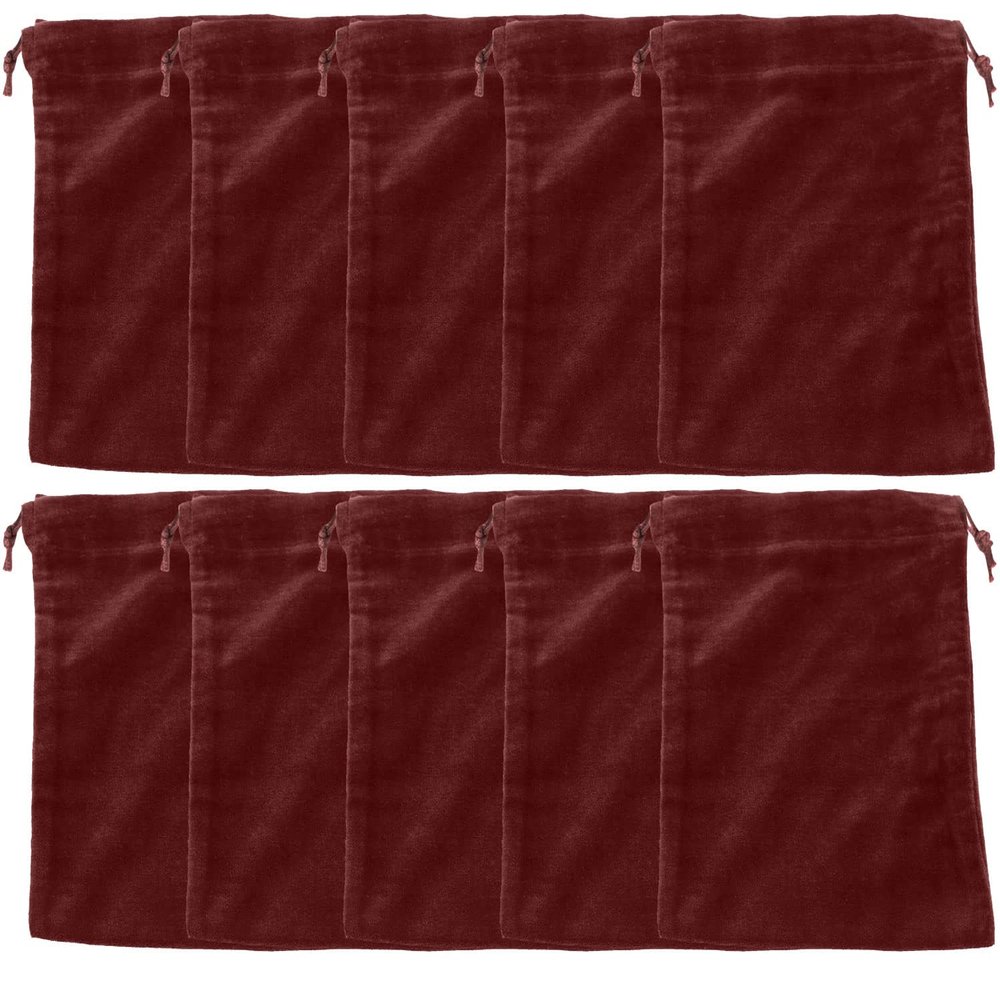Extra Large Burgundy Velvet Cremains Bags for Ashes 10-Pack - Extra Large Size 13"L x 15"H - for Holding 400 Cubic Inches of Pet or Human Cremains - Includes Plastic Bags for Ashes