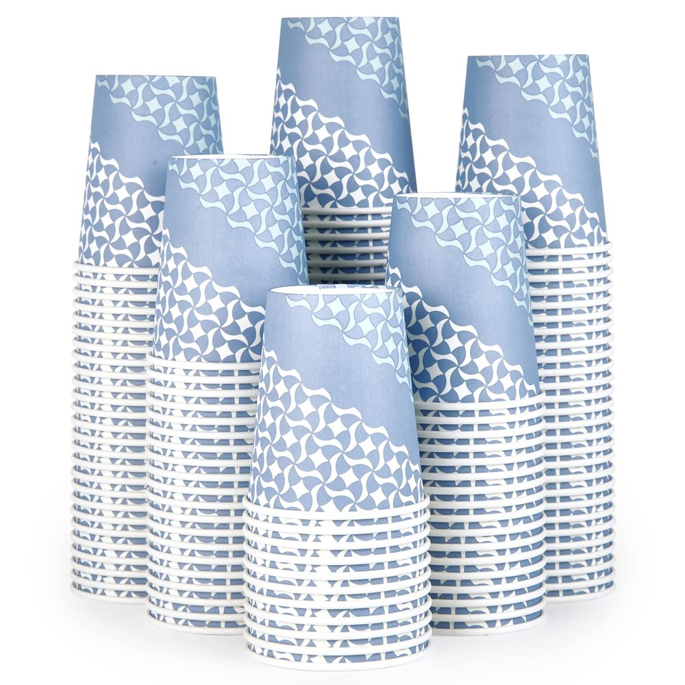 MUCHII 8 oz Paper Cups, 300 Count Disposable Coffee Cups for Hot Beverages, Water, Juice, or Tea