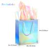 12 Pcs Iridescent Gift Bags Holographic Party Bags with Handles and 20 Pcs Rainbow Glossy Clear Film Cellophane Sheets Reflective Wrapping Paper for Party Supplies view 3