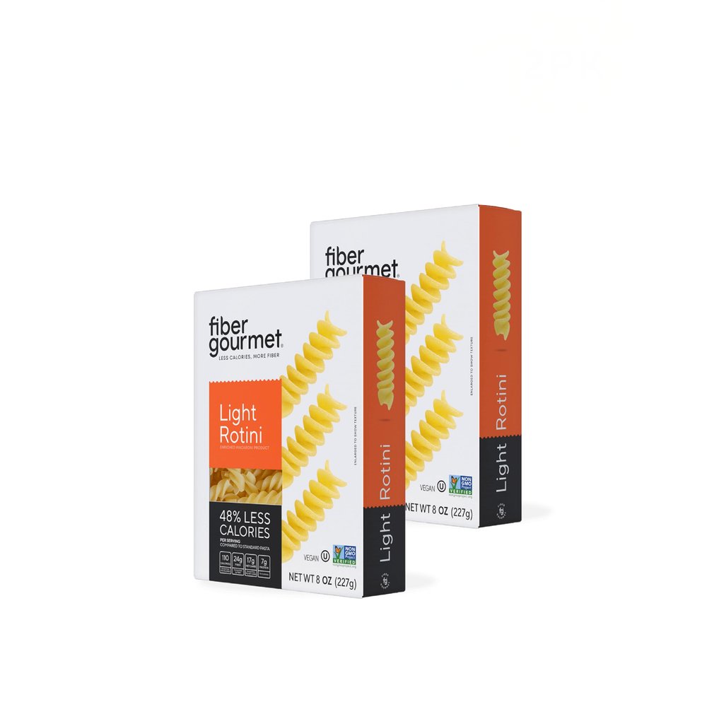Fiber Gourmet Light Rotini Keto Pasta - Low Net Carb Pasta with High Fiber, 56% Fewer Net Carbs, 110 Calories, Non-GMO Italian Made, Kosher Certified, Women-Owned - 2 Pack
