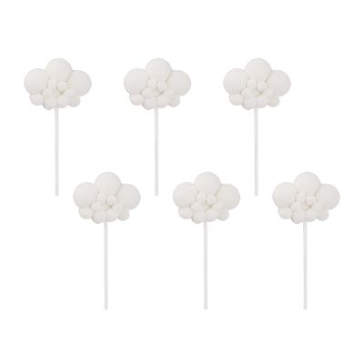 10pcs Cloud Cake Topper Plush Cloud Cupcake Toppers Yarn Ball Cake Dessert Picks Decoration For Baby Shower Birthday Wedding Party Supplies (White)