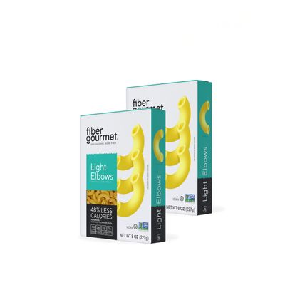 Fiber Gourmet Low Net Carb Pasta Elbow Macaroni - Keto Friendly, High Fiber, Low Calorie Italian Made Noodles - Vegan, Non-GMO, Kosher - 48% Fewer Calories Than Regular - 2 Pack