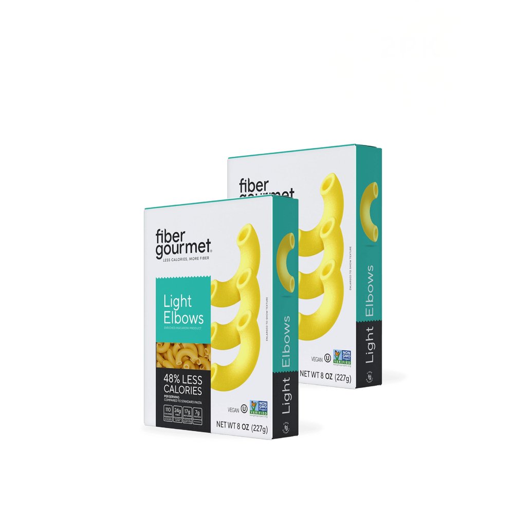 Fiber Gourmet Low Net Carb Pasta Elbow Macaroni - Keto Friendly, High Fiber, Low Calorie Italian Made Noodles - Vegan, Non-GMO, Kosher - 48% Fewer Calories Than Regular - 2 Pack