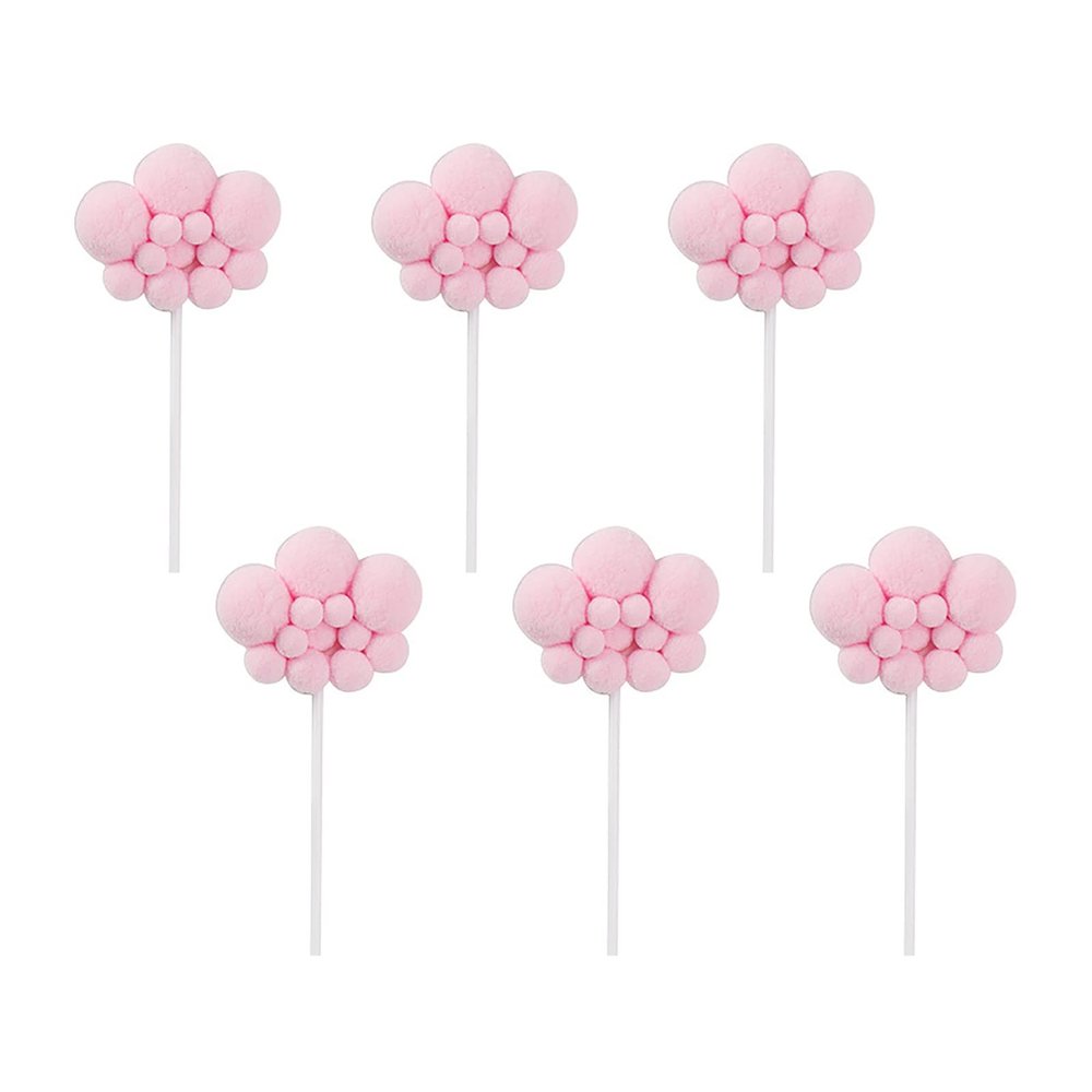 10pcs Cloud Cake Topper Plush Cloud Cupcake Toppers Yarn Ball Cake Dessert Picks Decoration For Baby Shower Birthday Wedding Party Supplies (Pink)