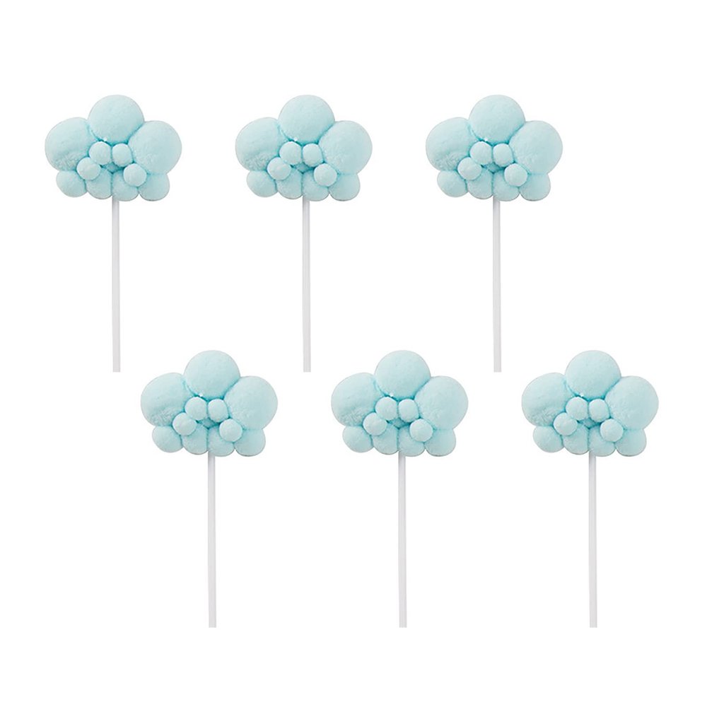 10pcs Cloud Cake Topper Plush Cloud Cupcake Toppers Yarn Ball Cake Dessert Picks Decoration For Baby Shower Birthday Wedding Party Supplies (Blue)