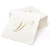 Gift Boutique 100 Gold Monogram Cocktail, Letter V Disposable Paper Pack Elegant Metallic Golden Foil Hand Napkin for Powder Room Wedding Holiday Birthday Party Baby Shower Decorative Towels view 2