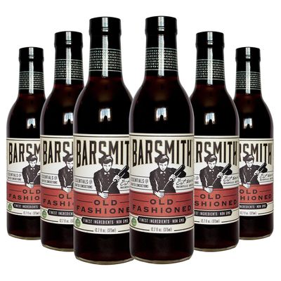 Barsmith Old Fashioned Mix, Classic Whiskey Drink Mixer with Sweetness, Cherry, Citrus & Bitters, Premium Non-GMO, Perfect for Bourbon Cocktails & Home Bars, 12.7 oz Bottles, 6-Pack