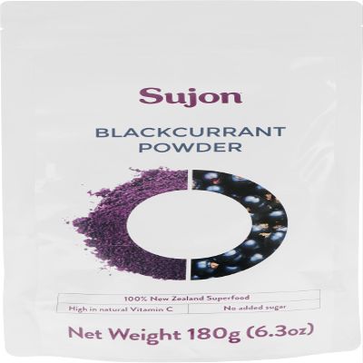 Sujon Blackcurrant Powder, Made from 100% Whole New Zealand Blackcurrants, Freeze-Dried and Powdered, 6.3oz, 30-day supply, No added sugar, Gluten free