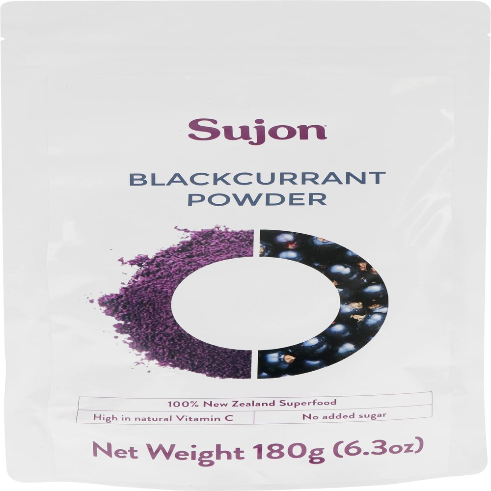 Sujon Blackcurrant Powder, Made from 100% Whole New Zealand Blackcurrants, Freeze-Dried and Powdered, 6.3oz, 30-day supply, No added sugar, Gluten free