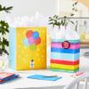 Hallmark Assorted Birthday Gift Bags (8 Bags: 4 Medium 9", 4 Large 13") Birthday Cake, Stripes, Balloons, Solids in Red, Yellow, Blue view 2