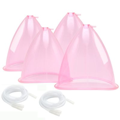 Buttocks Vacuum Cups 210ml & 180ml, XXL Vacuum Therapy Cupping Machine Accessories 8.26 inch & 9.4 inch Diameter Butt Suction Cups with Y-Hose for Bigger Butt Lifting Body Massage, 2 Pair (Pink)