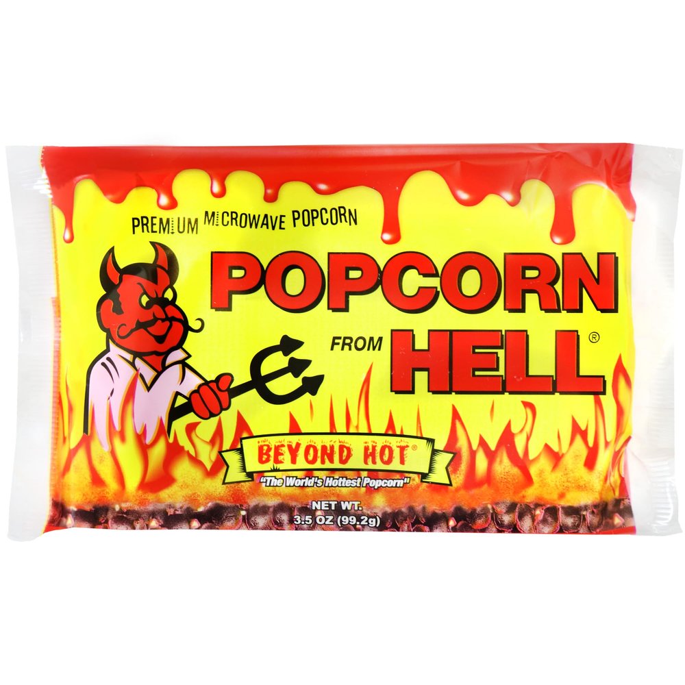 Popcorn from Hell 6 Bags - Ultimate Spicy GARLIC Gourmet Popcorn Gift - Makes a Great Movie Theater Popcorn or Snack Food for Movie Night