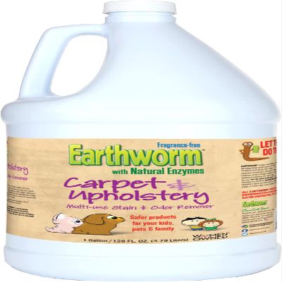 Earthworm Carpet & Upholstery Cleaner Multi-Use Stain & Odor Remover - Natural Enzymes, Safer for Family, Environmentally Responsible - 128 oz