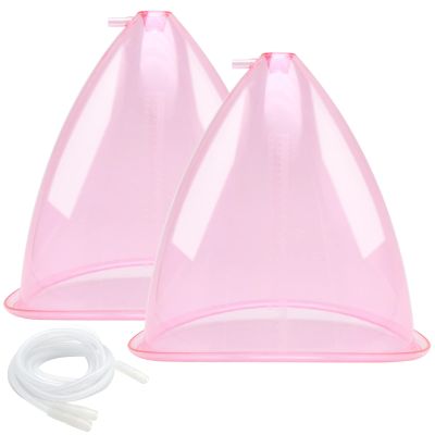 Buttocks Vacuum Cups 210ml, XXL Vacuum Therapy Cupping Machine Accessories 9.4 inch Diameter Butt Suction Cups with Y-Hose for Bigger Butt Lifting Body Massage, 1 Pair (Pink)