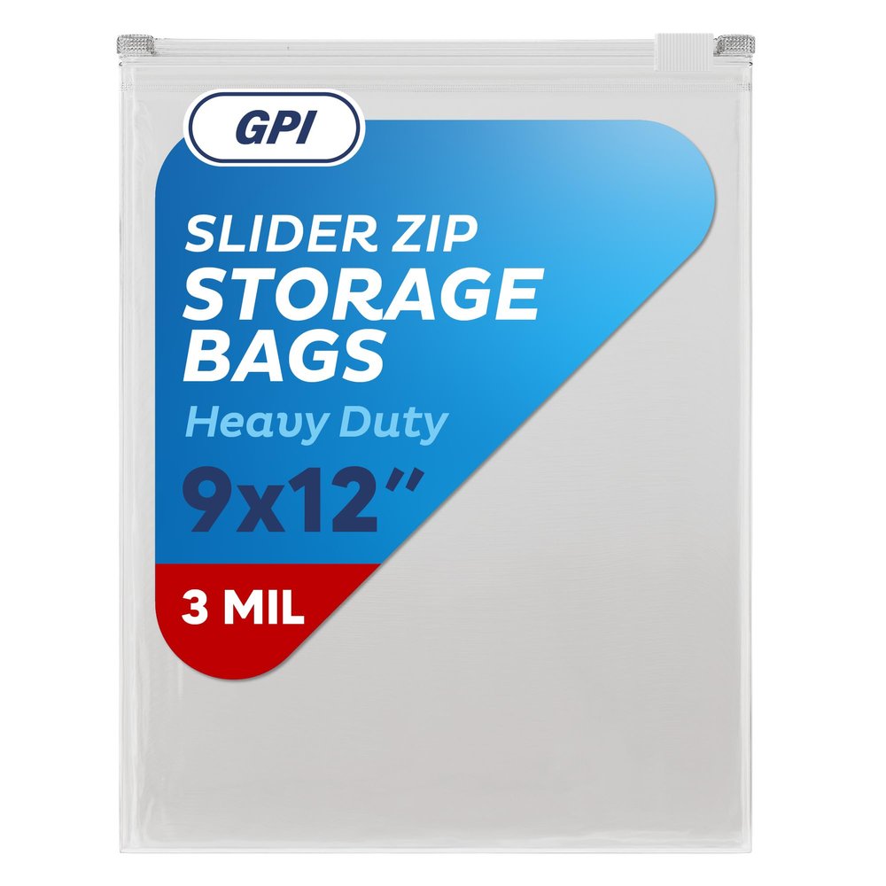 1000 Count - Slider Zip Food Storage Bags, 9" x 12" 3 Mil Heavy Duty, Strong & Durable For Freezer Storage. GPI