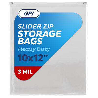 1000 Count - Slider Zip 1 Gallon Food Storage Bags, 10" x 12" 3 Mil Heavy Duty, Large, Strong & Durable For Freezer Storage. GPI