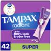 Tampax Radiant Tampons for Women, with LeakGuard Braid, Super Absorbency, Unscented, 42 Count view 1