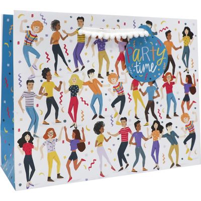 Jillson Roberts Medium Embossed Gift Bags, Party Favor Totes, Dance Party, 12 Count
