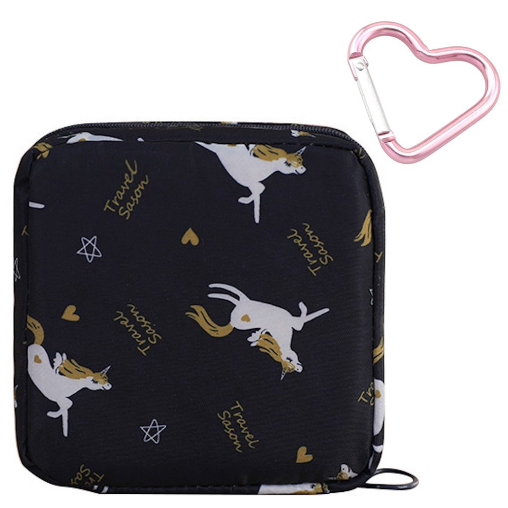 Adorable Pink Peri - Reusable Sanitary Napkin Pads Storage Bag Portable for Women Girls | Made of Nylon + Water Resistance | Zero Waste Period (Unicorn)