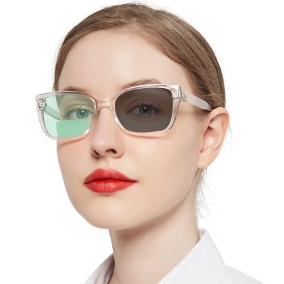 OCCI CHIARI Transition Photochromic Bifocal Reading Glasses Womens,Trendy Clear UV Protection Sunglasses Readers1.0 1.5 2.0 2.5 3.0 3.5 4.0(Clean +350)