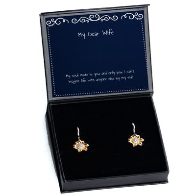 Gag Wife, My Soul Mate is You and only You. I Can't Imagine Life with Anyone Else by My, Funny Christmas Sunflower Earrings from Wife