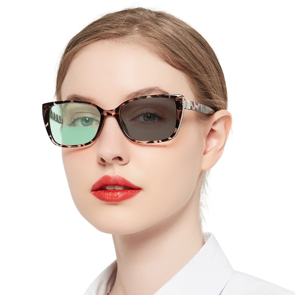 OCCI CHIARI Transition Photochromic Bifocal Reading Glasses Womens,Big Clear UV Protection Sunglasses Readers1.0 1.5 2.0 2.5 3.0 3.5 4.0(Tortoise +300)