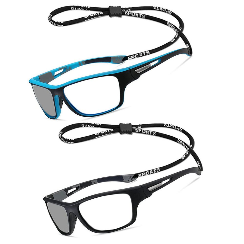 2pcs Transition Photochromic full lens Reading Glasses For Men women computer Sports Square Magnifier Readers Sunglasses (2pcs-black&blue, 3.75, multiplier_x)