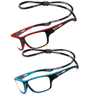 willochra 2pcs Sports Reading Glasses for Men Women Blue Light Blocking computer Readers Cycling Square Presbyopia Anti Glare (2pcs-blue&red, 3.75, multiplier_x)