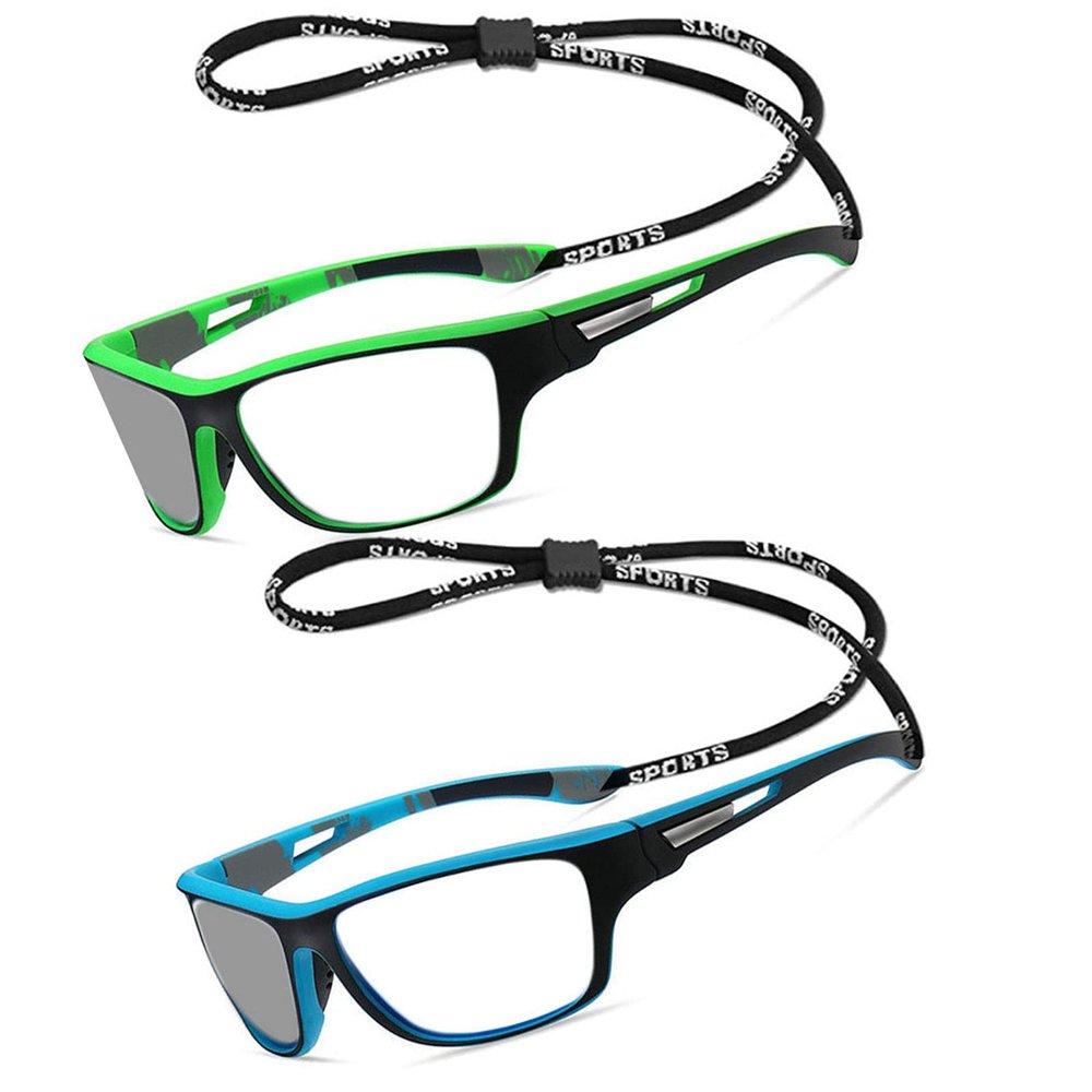 2pcs Transition Photochromic full lens Reading Glasses For Men women computer Sports Square Magnifier Readers Sunglasses (2pcs-blue&green, 3.75, multiplier_x)
