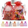 ANZNKU 100 Pack Organza Bags, 4 x 6 inch Small Bags, Christmas Favor Bag, Sheer Mesh Bag, Premium Red Gift Pouches with Drawstring, Jewelry Pouches Small Mesh Pouch for Christmas Wedding Party view 1