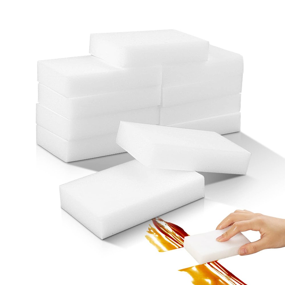 10Pack Melamine Sponges for Multi-Purpose Cleaning - Tough, Durable Magic Sponge Erasers for Use on Sinks, Kitchen, Bathrooms, Walls, Floors, Bathtubs, Shoes, Furniture, Cars - Won't Rip Easily.