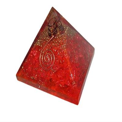 Jet Energized Handmade Red Onyx Orgone Pyramid Approx. 2.5 Inch Self-Confidence Physical Strength Destiny protection