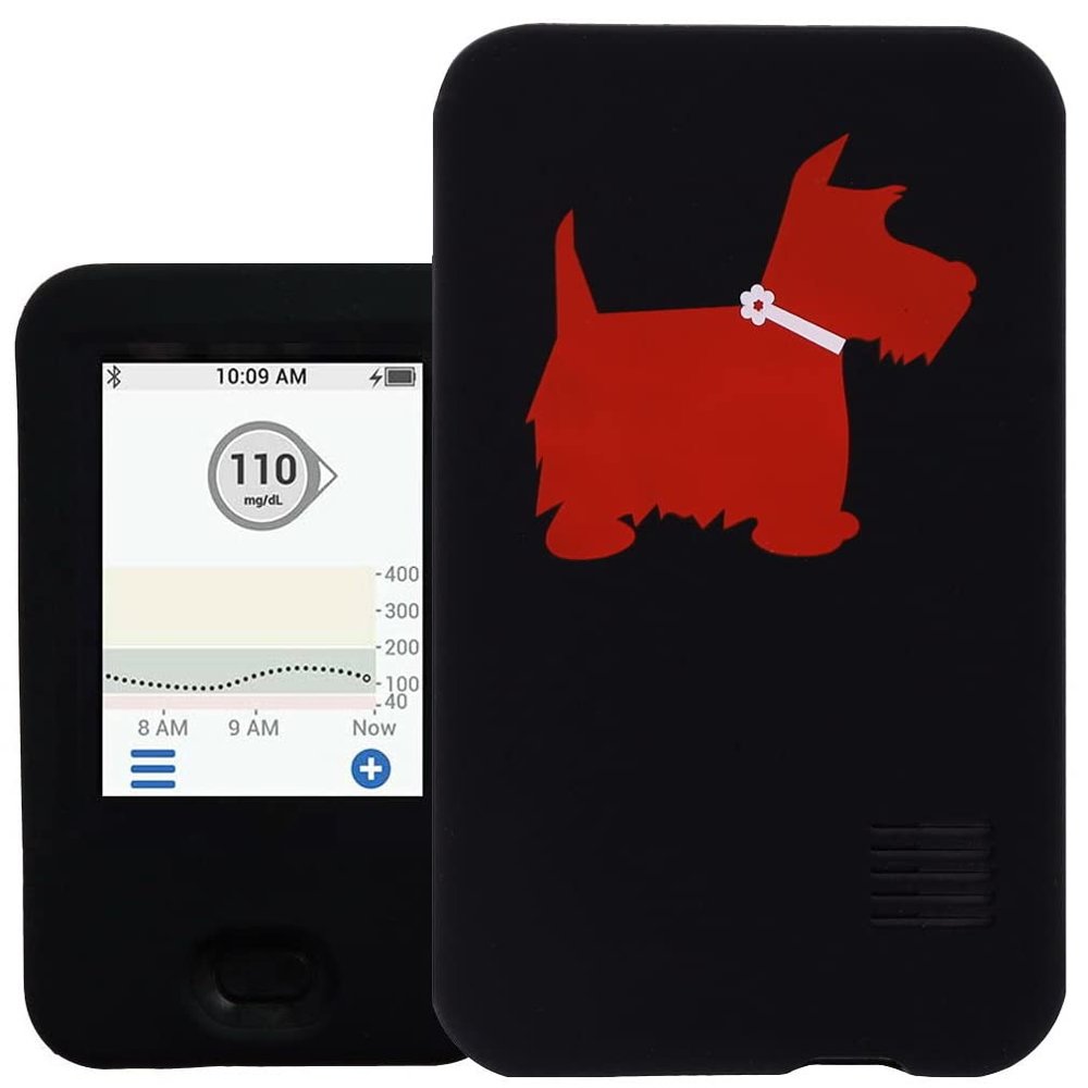 Dexcom G6 Receiver CGM Silicone Case Cute Pet (Black/DOGRED)
