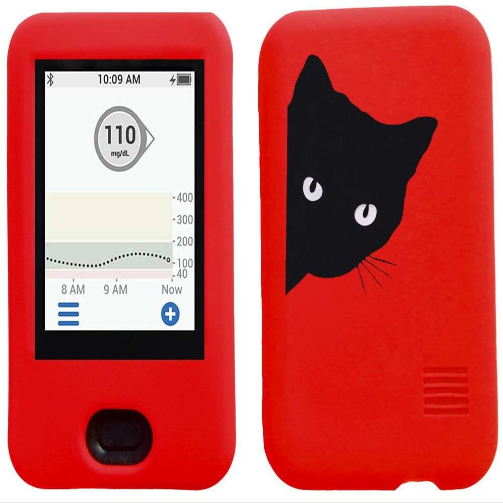 Dexcom G6 Receiver CGM Silicone Case Cute Pet (RED/CATBLACK)