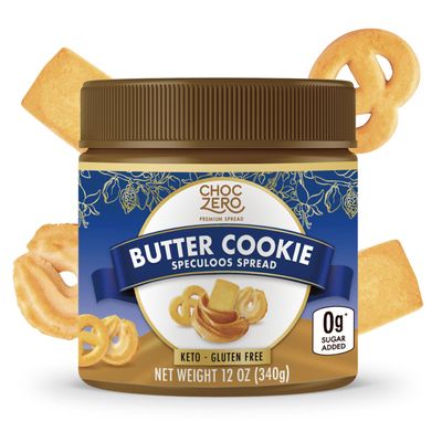 ChocZero Butter Cookie Spread, No Added Sugar, Gluten Free, High Fiber, Keto Friendly, Low Carb, Naturally Sweetened with Monk Fruit, 12 oz Jar