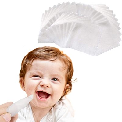 Engjajo 100Pcs Baby Disposable Gauze Toothbrush Teeth Soft Gauze Infant Finger Clean Oral Toothbrush 4 inches