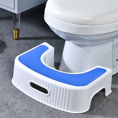 WCPQT Not-Slip with Handle Bathroom Toilet Stool,Sturdy Portable Toilet Stool,for Adults Children-Blue 39.2x25x13.7cm(15x10x5inch)