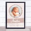 New Baby Birth Details Christening Nursery Dusky Circle Photo Gift Print view 1
