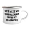 Unique Grandma, Don't Mess With Grandmasaurus, You'll Get Jurasskicked, Unique Mother's Day 12oz Camping Mug From Grandmom view 2