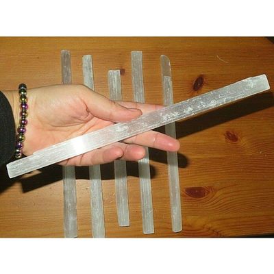 1 Pcs Selenite Crystal Stick 10"-12" x 0,25" Large Raw Rough Wand Clearing Energy