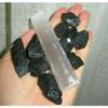 1/4 lb Home Protection Black Tourmaline Rough Stones+Selenite Wand/ Stick 4" view 2
