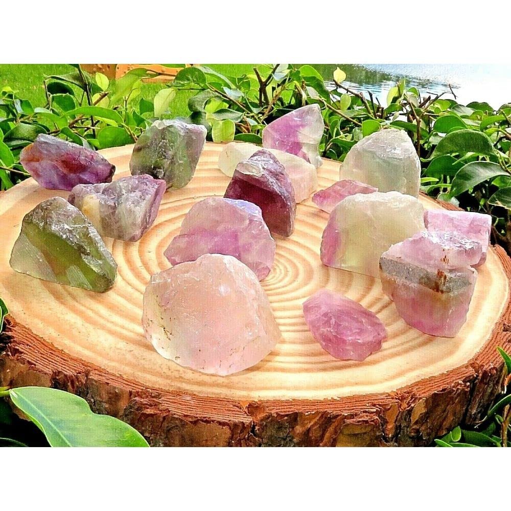 1/2 Pound Natural Fluorite Purple. Green, Blue White Gemstone Rough Reiki